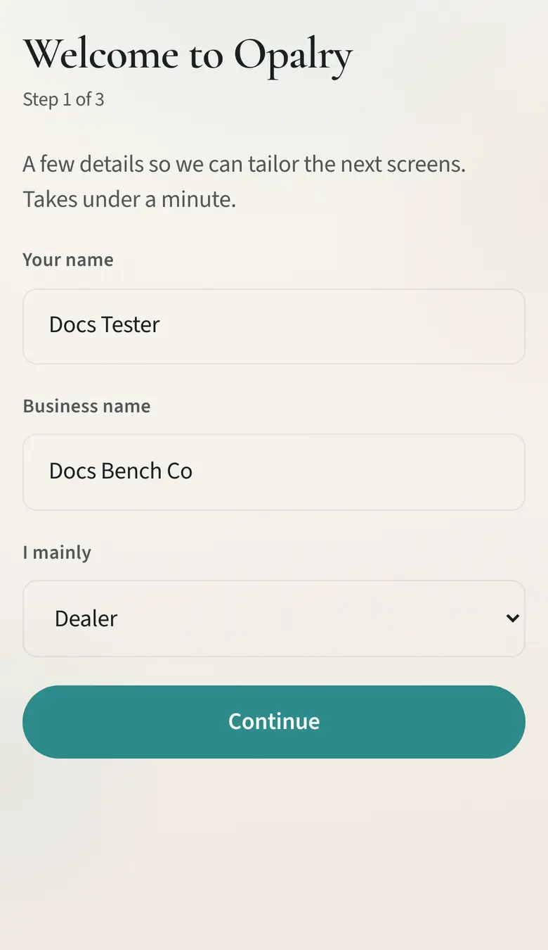 Opalry quick start — first parcel without a spreadsheet